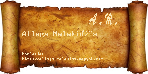 Allaga Malakiás névjegykártya